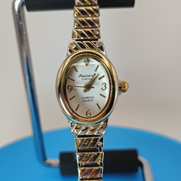 Vintage Precision By Gruen Genuine Diamond 22mm Women's Quartz Cocktail Watch - Picture 1 of 8